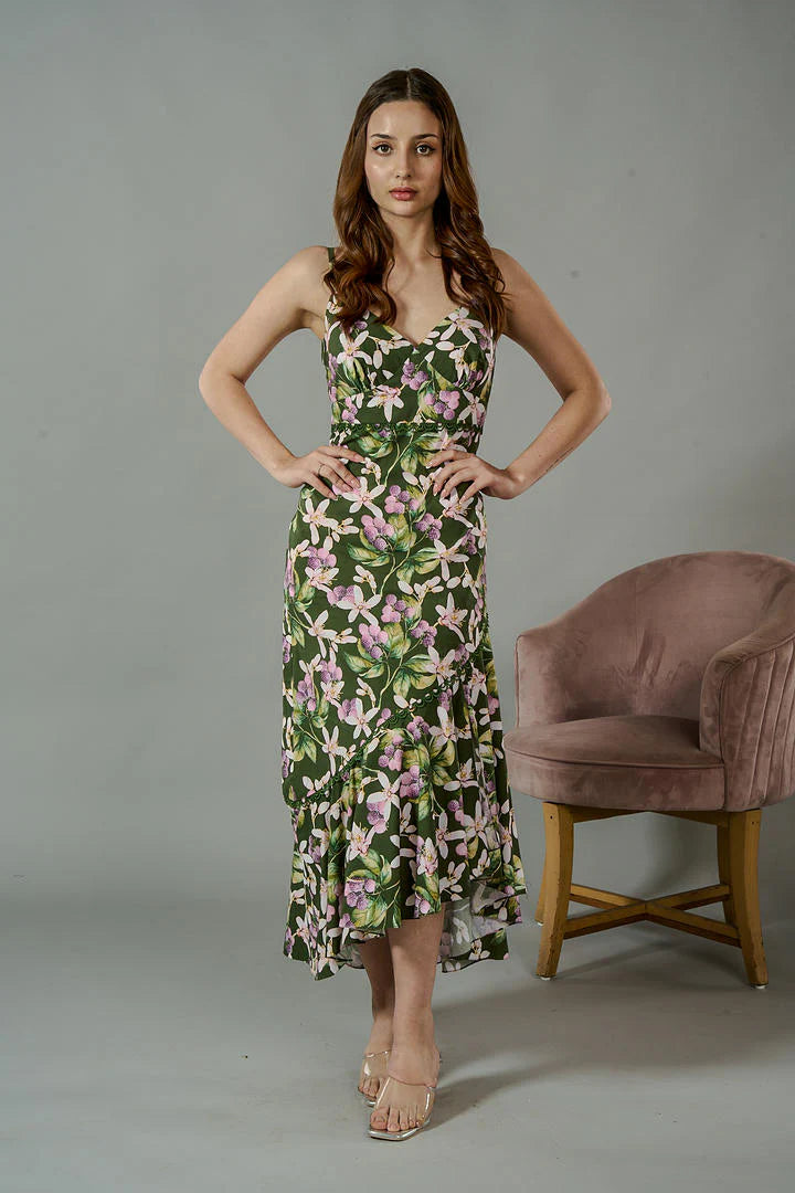 versatile floral midi-dress reviews Gardenwed Womens Casual Summer Fall Chiffon Floral V Neck Short Sleeve Smocked Wedding Guest Midi Dress Blue Dandelion M at Amazon Women's Clothing store