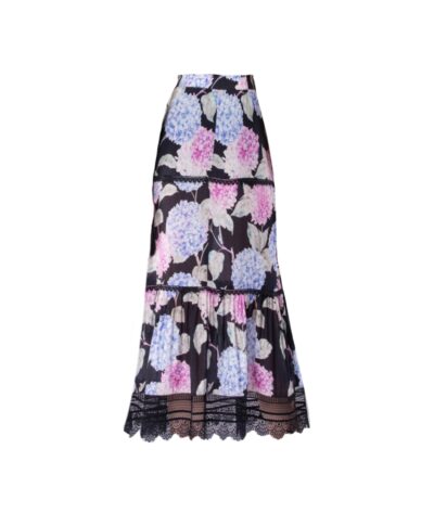 Floral Print Fitted Tiered Skirt