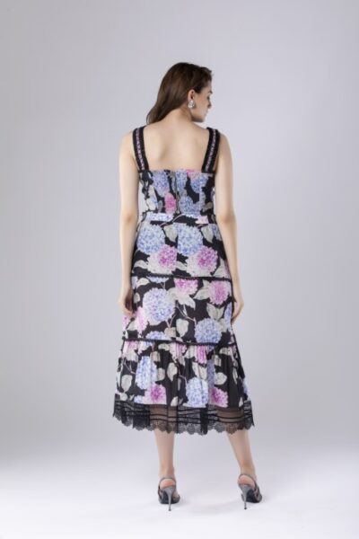 Floral Print Fitted Tiered Skirt