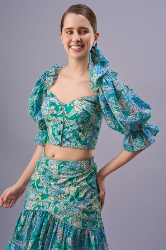Flower Print Crop Top